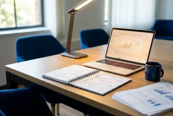 What is the typical salary range for a data scientist in 2026? 2 Data scientist's desk with open notebook showing salary growth curves, laptop, coffee mug, and analytical reports in navy and gold tones.